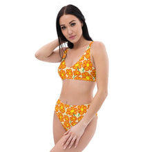 Load image into Gallery viewer, Orangeflower Pattern on Yellow - Recycled AOP High-waisted Bikini - Keen Eye Design