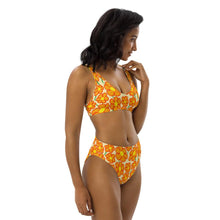 Load image into Gallery viewer, Orangeflower Pattern on Yellow - Recycled AOP High-waisted Bikini - Keen Eye Design