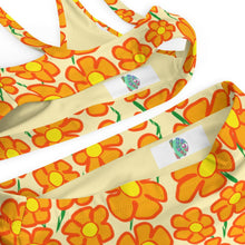Load image into Gallery viewer, Orangeflower Pattern on Yellow - Recycled AOP High-waisted Bikini - Keen Eye Design