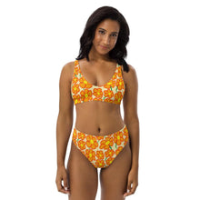 Load image into Gallery viewer, Orangeflower Pattern on Yellow - Recycled AOP High-waisted Bikini - Keen Eye Design