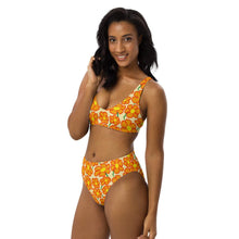 Load image into Gallery viewer, Orangeflower Pattern on Yellow - Recycled AOP High-waisted Bikini - Keen Eye Design