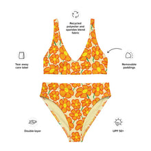 Load image into Gallery viewer, Orangeflower Pattern on Yellow - Recycled AOP High-waisted Bikini - Keen Eye Design