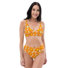 Load image into Gallery viewer, Orangeflower Pattern on Yellow - Recycled AOP High-waisted Bikini - Keen Eye Design