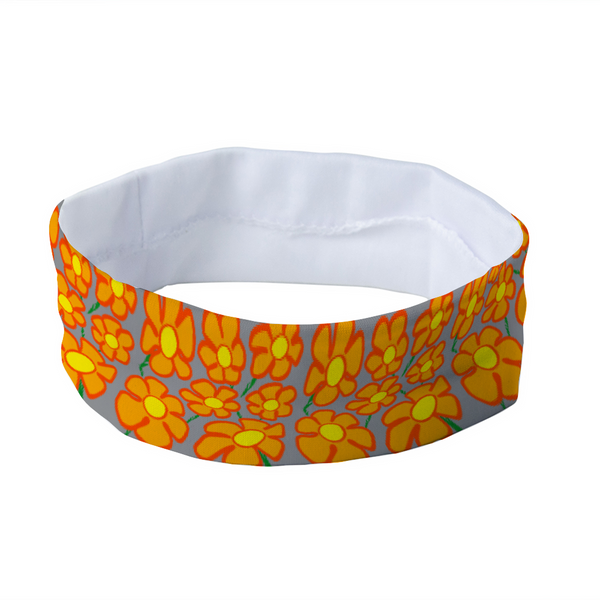 Orangeflower on Med Gray (Blossoms) - Unisex Headband - Keen Eye Design