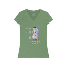 Load image into Gallery viewer, Probe You (Full - Gal) Women's Jersey Short Sleeve V-Neck Tee - Keen Eye Design