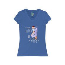 Load image into Gallery viewer, Probe You (Full - Gal) Women's Jersey Short Sleeve V-Neck Tee - Keen Eye Design