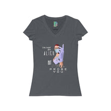 Load image into Gallery viewer, Probe You (Full - Gal) Women's Jersey Short Sleeve V-Neck Tee - Keen Eye Design