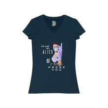 Load image into Gallery viewer, Probe You (Full - Gal) Women's Jersey Short Sleeve V-Neck Tee - Keen Eye Design