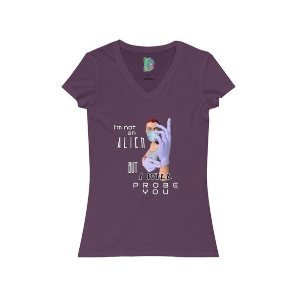 Probe You (Full - Gal) Women's Jersey Short Sleeve V-Neck Tee - Keen Eye Design