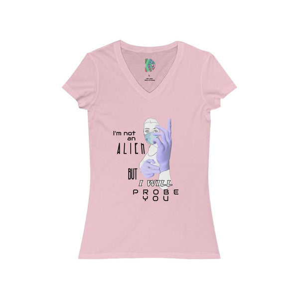 Probe You (Lite - Gal) - Women's Jersey Short Sleeve V-Neck Tee - Keen Eye Design