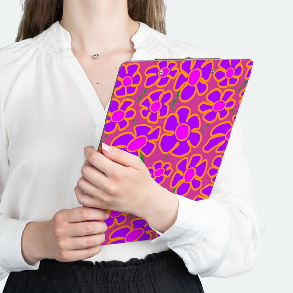 Purpleflower Pattern on Hot Pink - Clipboard - Keen Eye Design