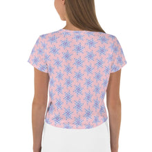 Load image into Gallery viewer, Snowflake Honeycomb Petite Pink - AOP Crop Tee - Keen Eye Design