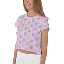 Load image into Gallery viewer, Snowflake Honeycomb Petite Pink - AOP Crop Tee - Keen Eye Design
