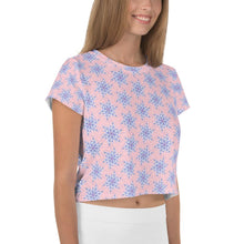 Load image into Gallery viewer, Snowflake Honeycomb Petite Pink - AOP Crop Tee - Keen Eye Design