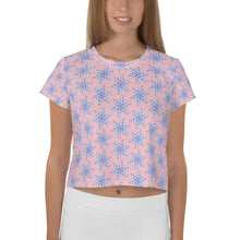 Load image into Gallery viewer, Snowflake Honeycomb Petite Pink - AOP Crop Tee - Keen Eye Design