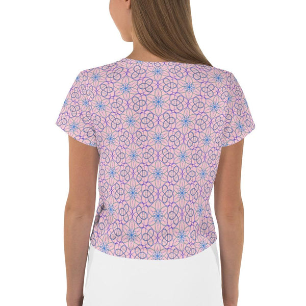 Spiralla Pink - AOP Crop Tee - Keen Eye Design
