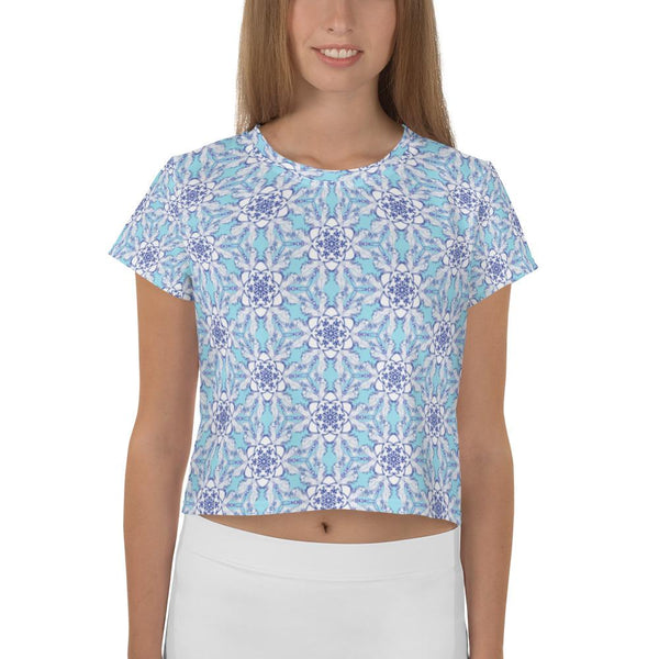 Starfeather Blue - AOP Crop Tee - Keen Eye Design