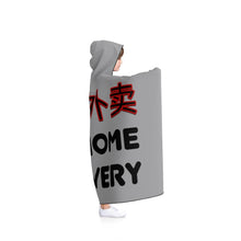 Load image into Gallery viewer, 'Wo Ai Wai Mai' (I Love Home Delivery) - Grey Hooded Blanket - Keen Eye Design