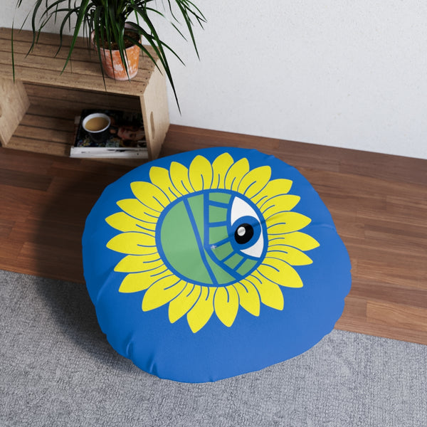 KeenEyeD Sunflower - Round Tufted Floor Pillow