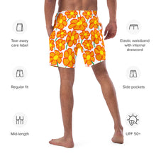 Load image into Gallery viewer, Orangeflower on White - Men's Swim Trunks (Unisex Board Shorts)