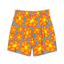 Load image into Gallery viewer, Orangeflower on Med Gray - Men's Swim Trunks (Unisex Board Shorts)
