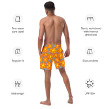 Load image into Gallery viewer, Orangeflower on Med Gray - Men's Swim Trunks (Unisex Board Shorts)