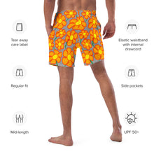 Load image into Gallery viewer, Orangeflower on Med Gray - Men's Swim Trunks (Unisex Board Shorts)