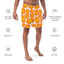 Load image into Gallery viewer, Orangeflower on White - Men's Swim Trunks (Unisex Board Shorts)