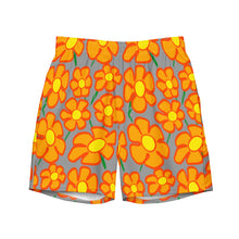 Load image into Gallery viewer, Orangeflower on Med Gray - Men's Swim Trunks (Unisex Board Shorts)