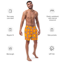 Load image into Gallery viewer, Orangeflower on Med Gray - Men's Swim Trunks (Unisex Board Shorts)