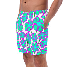 Load image into Gallery viewer, Greenflower on White - Men's Swim Trunks (Unisex Board Shorts)