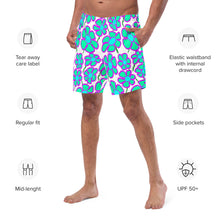 Load image into Gallery viewer, Greenflower on White - Men's Swim Trunks (Unisex Board Shorts)