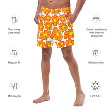 Load image into Gallery viewer, Orangeflower on White - Men's Swim Trunks (Unisex Board Shorts)