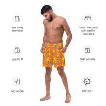 Load image into Gallery viewer, Orangeflower on Med Gray - Men's Swim Trunks (Unisex Board Shorts)