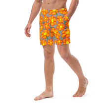 Load image into Gallery viewer, Orangeflower on Med Gray - Men's Swim Trunks (Unisex Board Shorts)