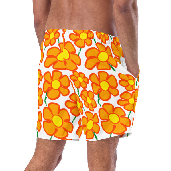 Orangeflower on White - Men's Swim Trunks (Unisex Board Shorts)