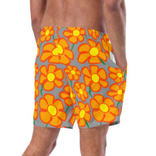 Load image into Gallery viewer, Orangeflower on Med Gray - Men's Swim Trunks (Unisex Board Shorts)