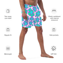 Load image into Gallery viewer, Greenflower on White - Men's Swim Trunks (Unisex Board Shorts)