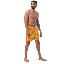 Load image into Gallery viewer, Orangeflower on Med Gray - Men's Swim Trunks (Unisex Board Shorts)