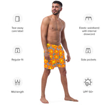 Load image into Gallery viewer, Orangeflower on Med Gray - Men's Swim Trunks (Unisex Board Shorts)
