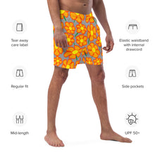 Load image into Gallery viewer, Orangeflower on Med Gray - Men's Swim Trunks (Unisex Board Shorts)
