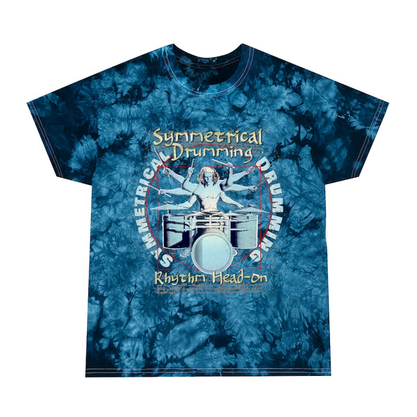 Symmetrical Drumming V3 - Unisex Tie-Dye Tee, Crystal - Keen Eye Design