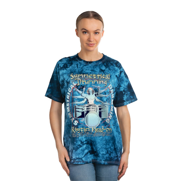 Symmetrical Drumming V3 - Unisex Tie-Dye Tee, Crystal - Keen Eye Design