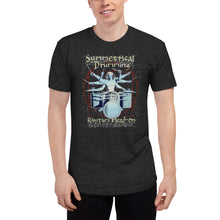 Load image into Gallery viewer, Symmetrical Drumming V4 - Unisex Tri-Blend Track Shirt - Keen Eye Design
