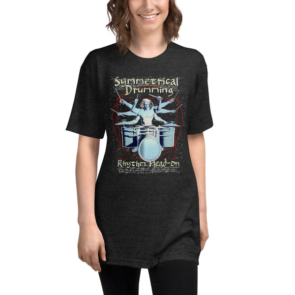 Symmetrical Drumming V4 - Unisex Tri-Blend Track Shirt - Keen Eye Design