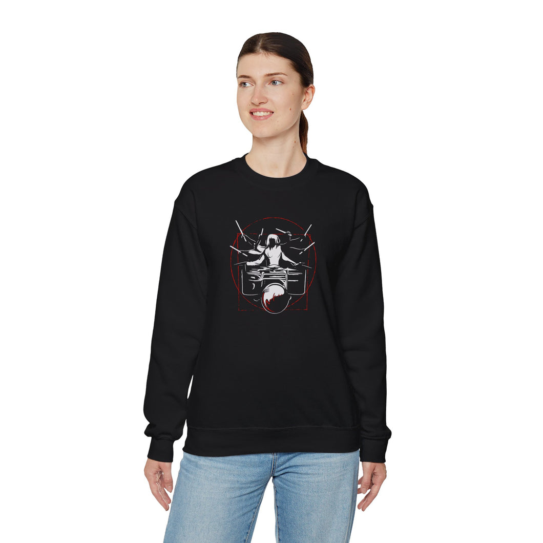 Symmetrical Drumming V24 - Unisex Heavy Blend™ Crewneck Sweatshirt [Aussie-printed Version] (F & B)