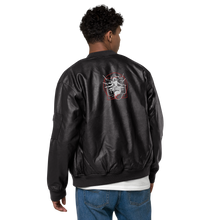 Load image into Gallery viewer, Symmetrical Drumming V24 - Embroidered Unisex Leather Bomber Jacket
