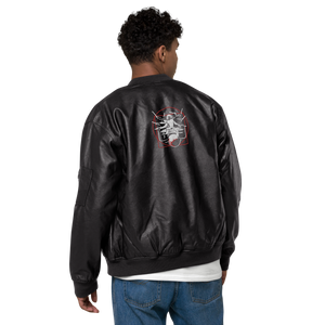 Symmetrical Drumming V24 - Embroidered Unisex Leather Bomber Jacket