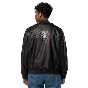 Symmetrical Drumming V24 - Embroidered Unisex Leather Bomber Jacket