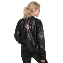 Load image into Gallery viewer, Symmetrical Drumming V24 - Embroidered Unisex Leather Bomber Jacket
